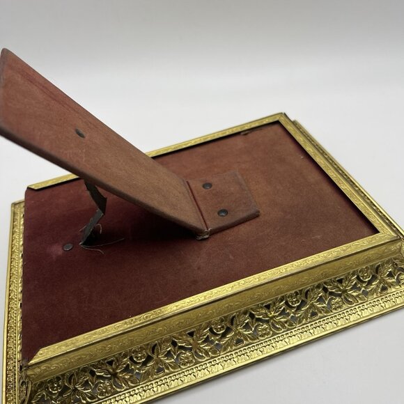 Vintage Ornate Gold Filigree Metal Picture Frame Easel Hollywood Regency MCM - Picture 9 of 9